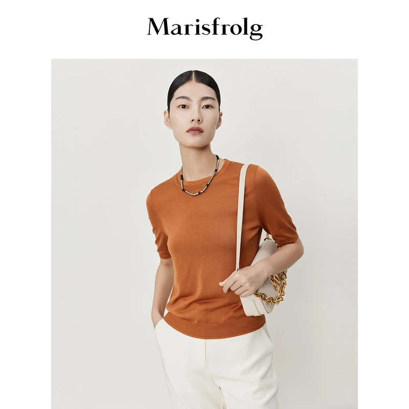 Marisfro玛丝菲尔2025夏季新款真丝T恤A1CX2865M