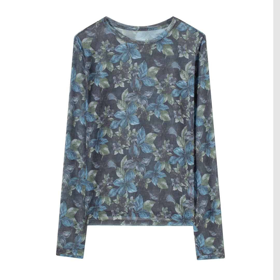 2025新款玉兰花套头长袖T桖