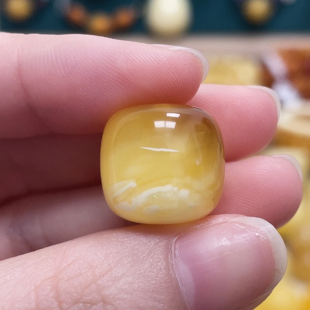 蜜蜡未镶嵌珠宝奇石16.2mm金白妖花老型 瑕