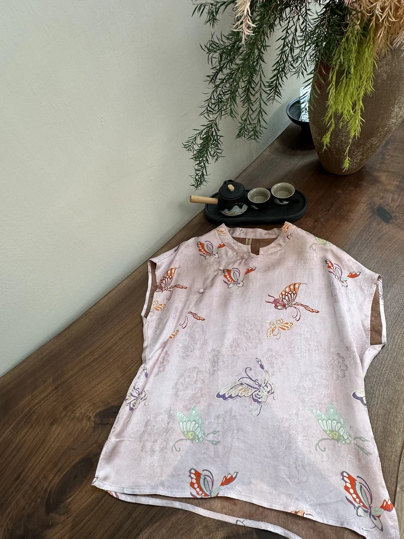 【南湘曲】2025夏季新款短袖百搭显瘦新中式短袖女日常长款