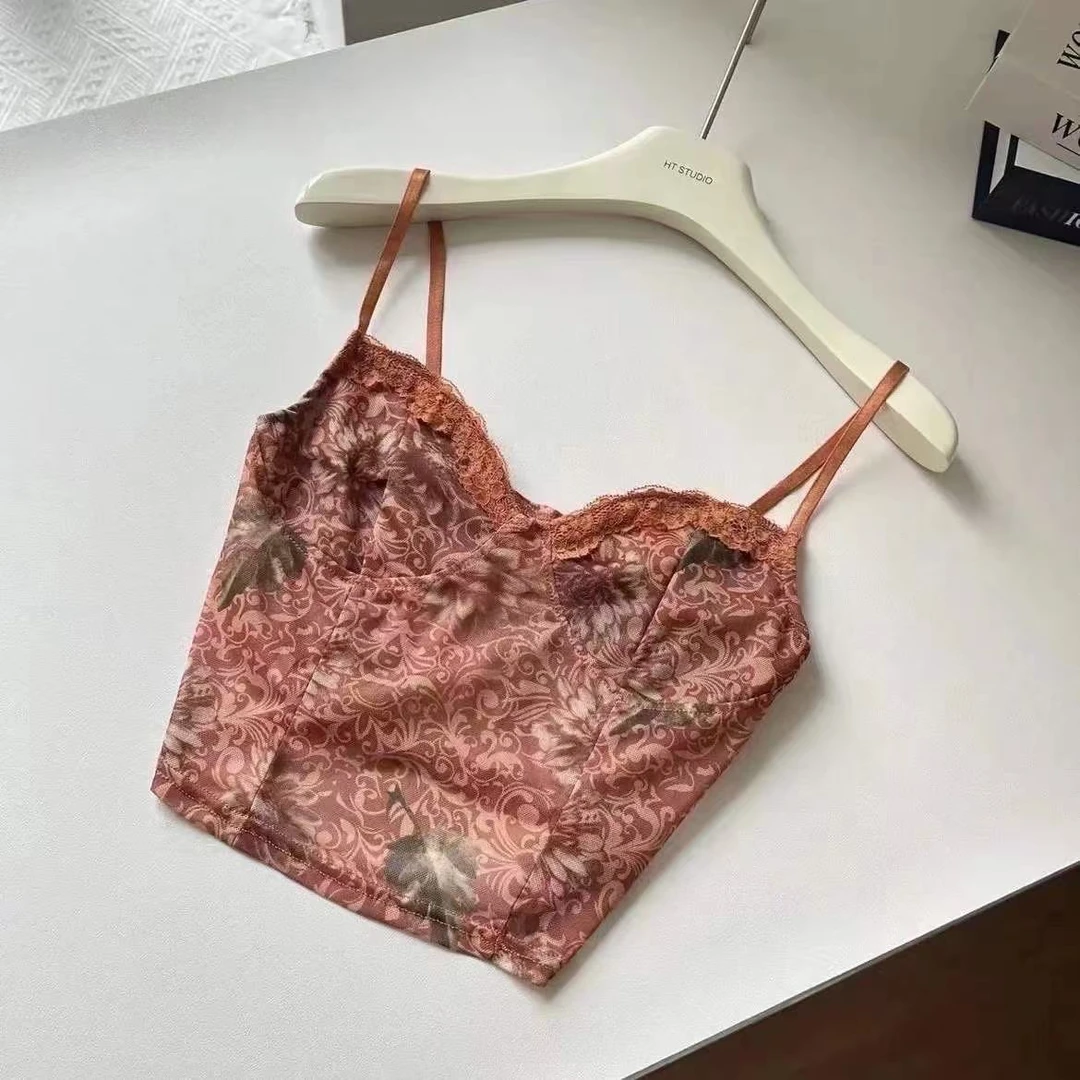 性感风修身型度假风背心吊带网红法式碎花