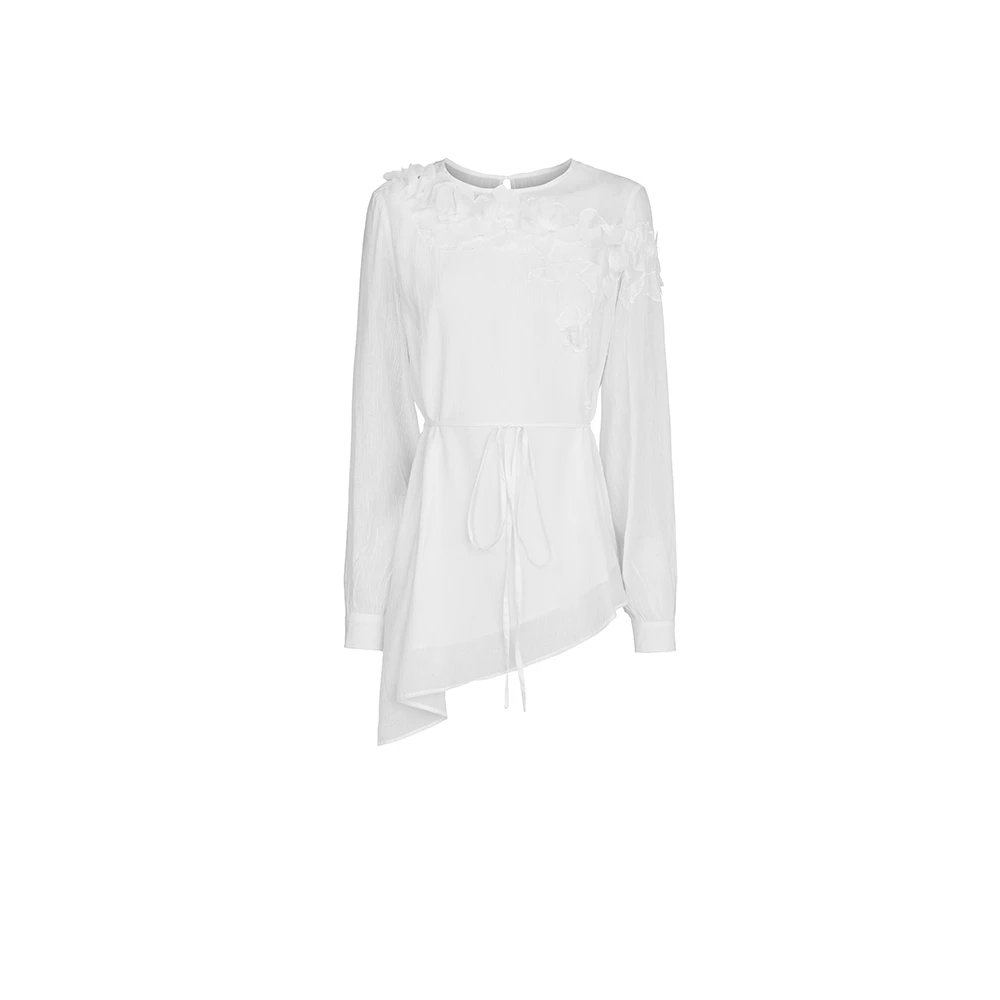 S·DEER圣迪奥尤莱特简约高端通勤时尚不规则长袖衬衫