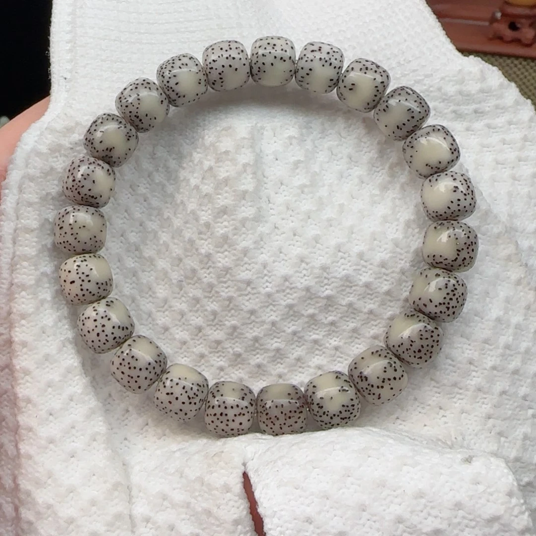 星月菩提手串灰皮骨瓷白10*9双留白
