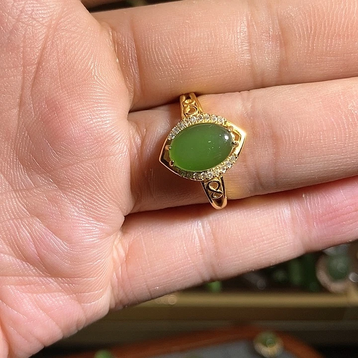 【闪购商品】银S925镶嵌戒指和田玉