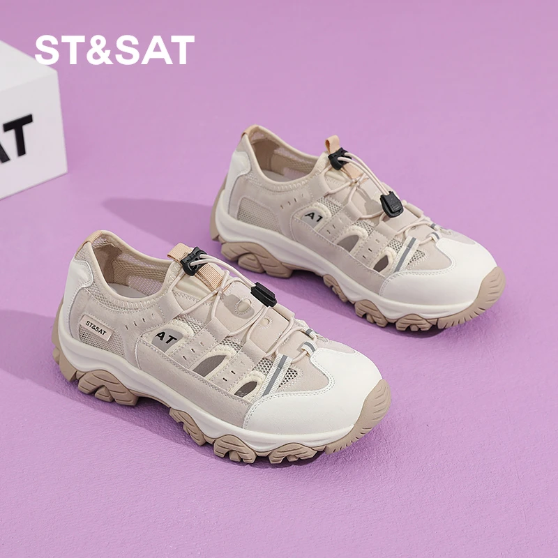 星期六户外轻便镂空凉鞋女2025夏季新款网面透气舒适防滑休闲鞋子