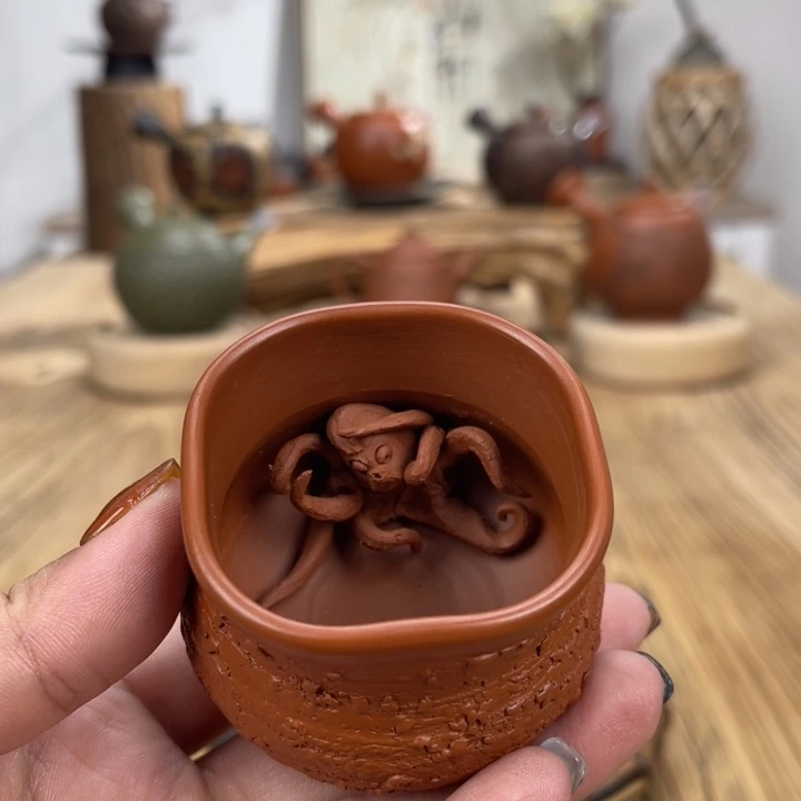 常滑烧素三手作主人杯