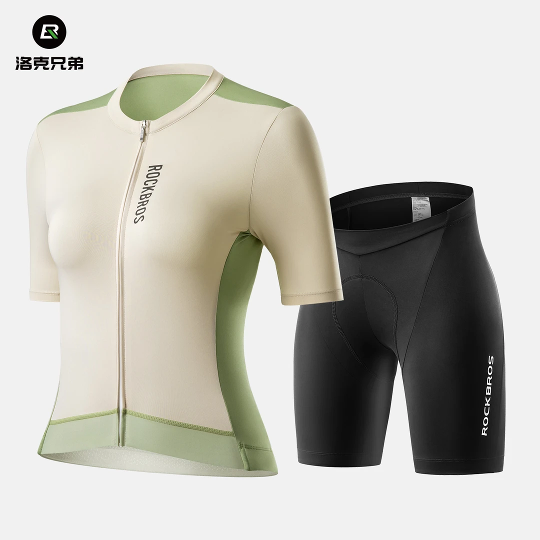 洛克兄弟骑行服女款套装短袖短裤公路自行车运动透气衣服装备夏季