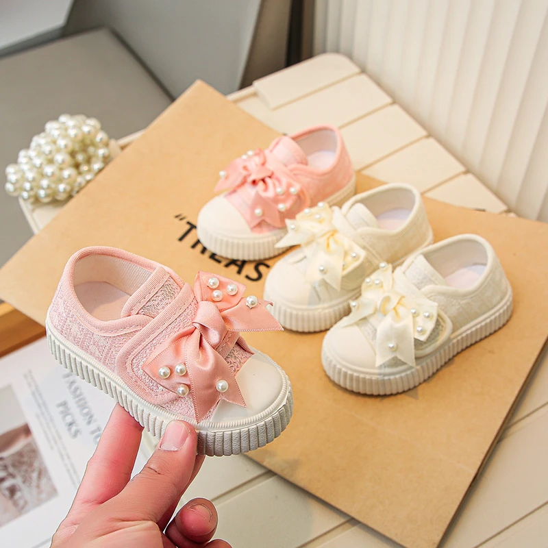 女童鞋子2025春秋新款结运动鞋公主鞋防滑软底宝宝帆布鞋