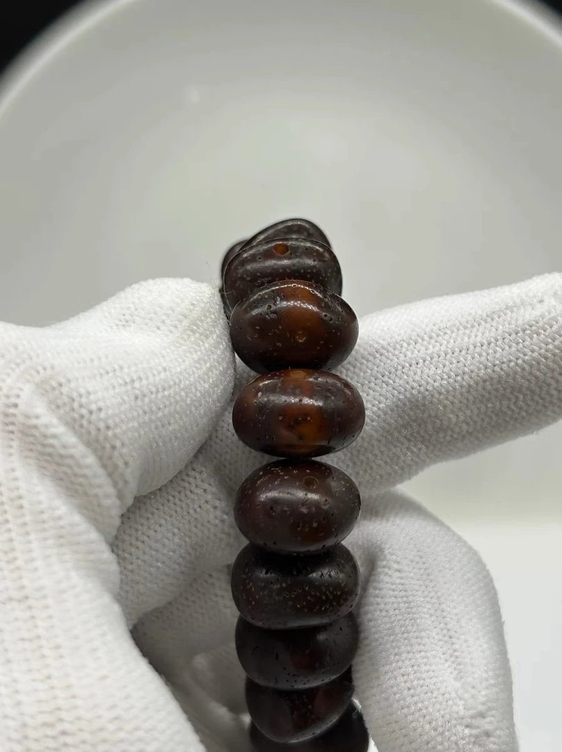 自盘玉化水晶果冻随形单圈枣红透海南星月菩提单圈手持