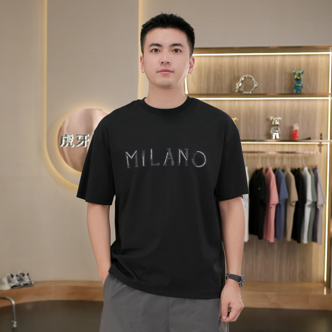 虎牙兄弟夏季百搭美式复古透气运动休闲字母印花圆领短袖男士H699