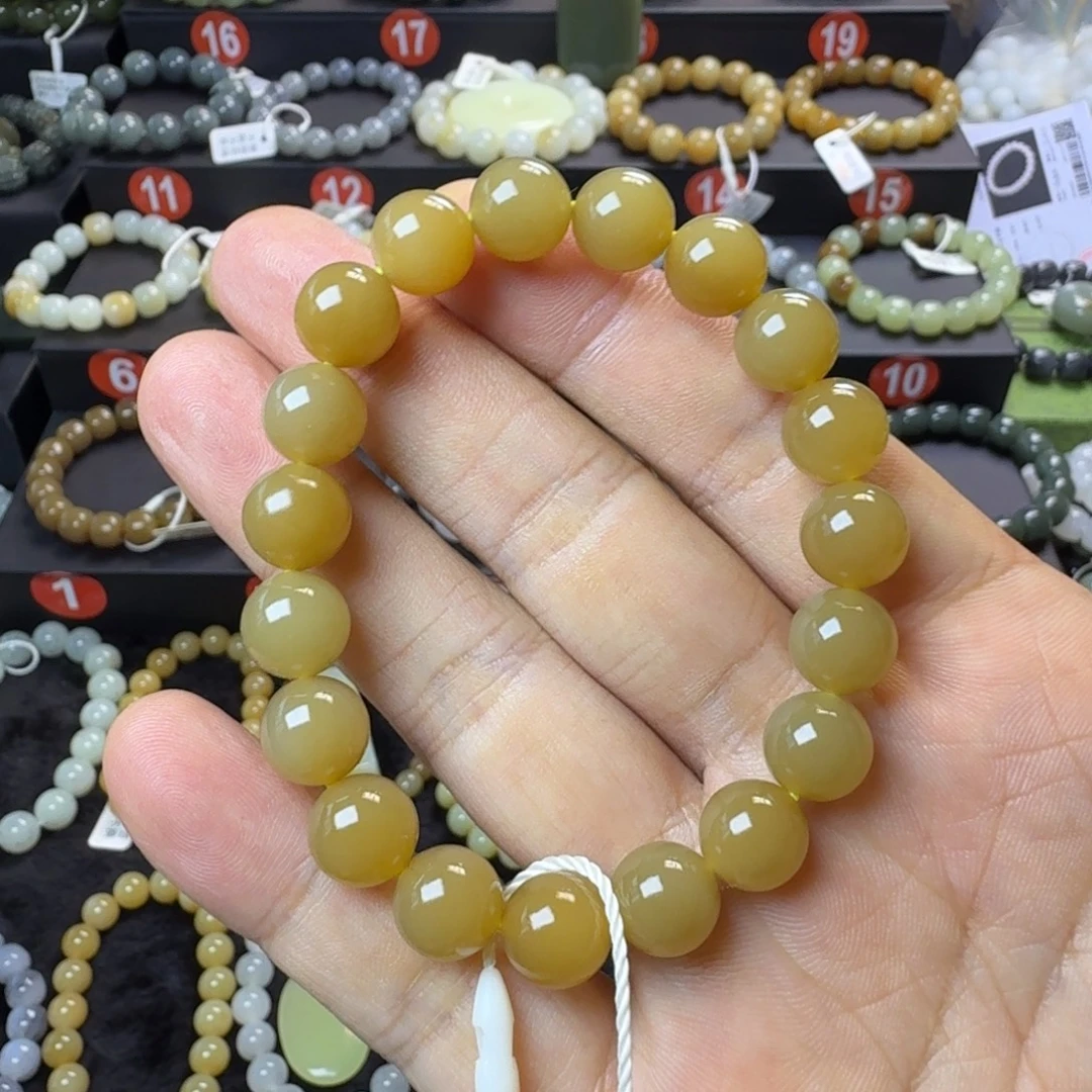 和田玉未镶嵌手链（一物一证 NGTC国检）新疆且末糖卡10