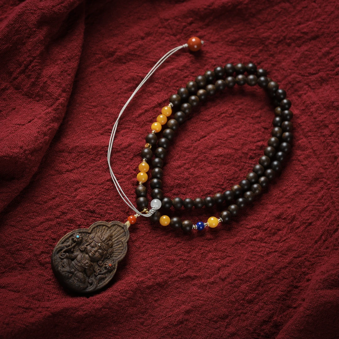 【香木雅集精选】沉香手串-玉化老白棋设计款脖挂+沉香木雕度母