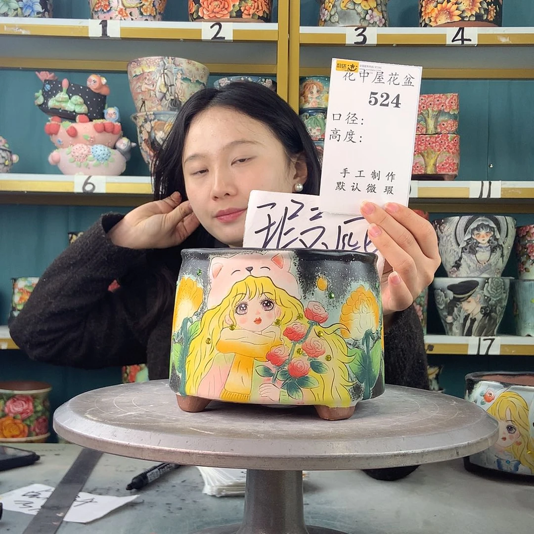 陶景德镇手工花盆524