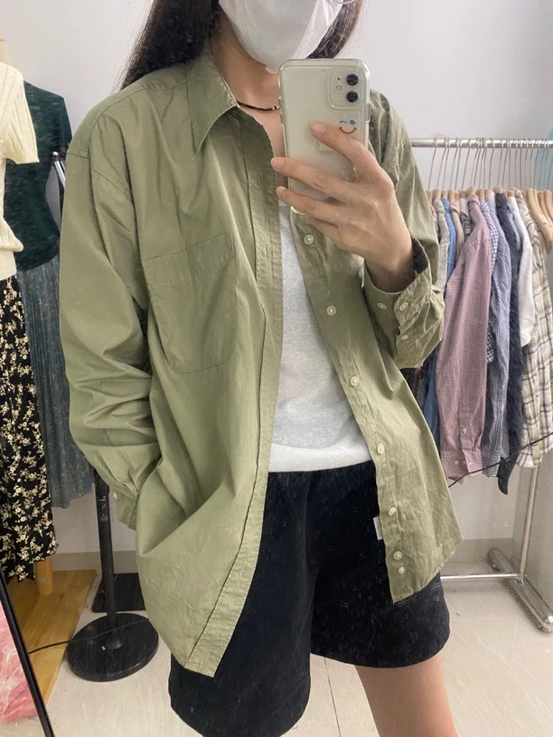 古着vintage衬衫休闲百搭无性别穿搭长袖复古衬衣