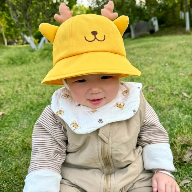 宝宝帽子春秋薄款渔夫帽夏季可爱超萌婴幼儿帽男女宝宝遮阳帽盆帽