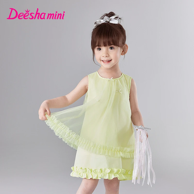 笛莎女童童装欧若风夏季新款公主洋气儿童宝宝连衣裙子-33252U110