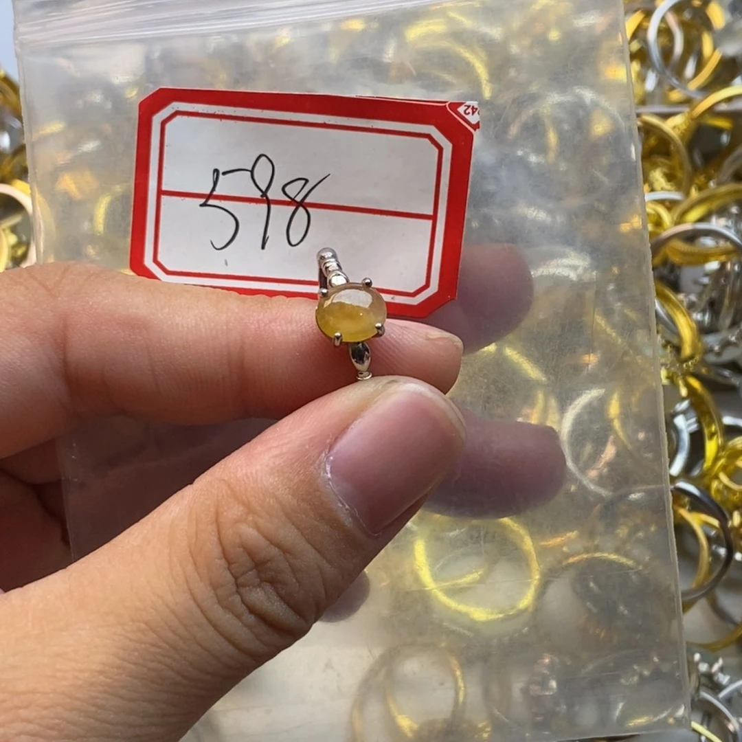 翡翠戒指银S925镶嵌翡翠首饰