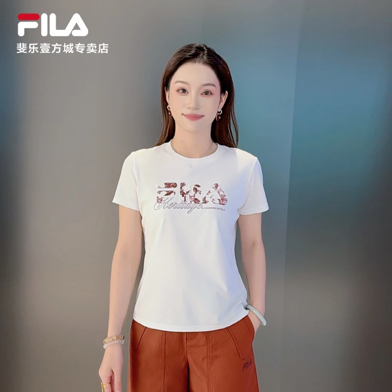 Fila/斐乐2025夏季新款女子休闲短袖T恤透气百搭短袖F11W538112F