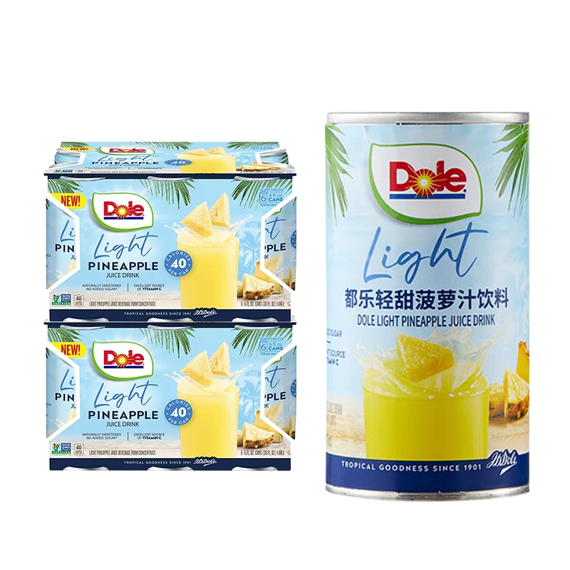 都乐/Dole菲律宾进口轻甜菠萝汁177ml×6罐×2组NFC果汁饮料含维C