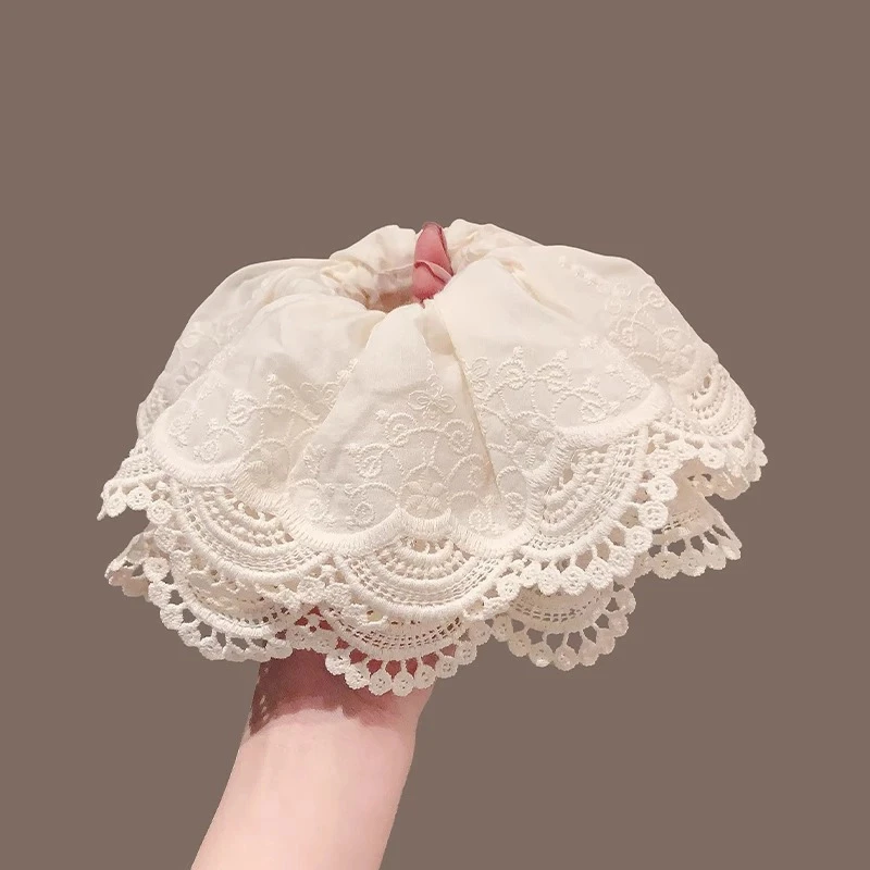 温柔花边白色蕾丝大肠女韩系超大号四层头花高级感头绳发饰潮