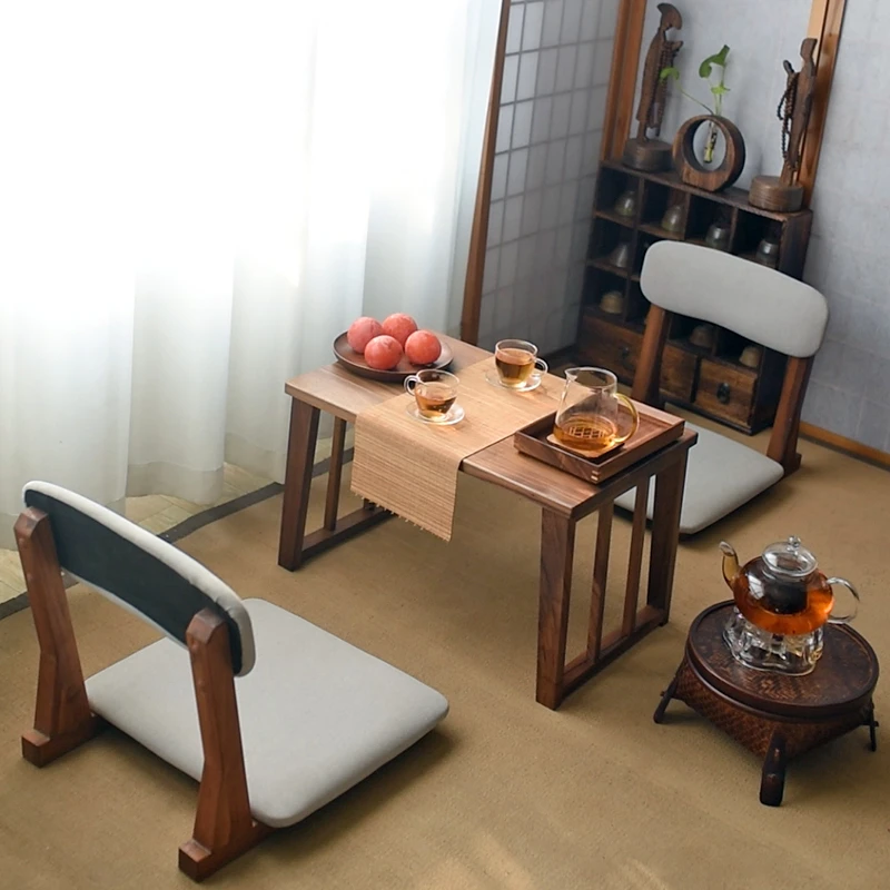 北美黑胡桃木飘窗几榻榻米小茶桌家用轻奢简约小炕桌全实木小茶几