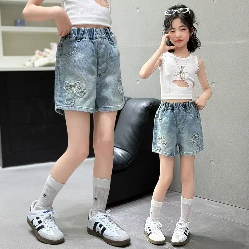 女童短裤夏季2025新款中大童薄款外穿洋气网红炸街百搭牛仔热裤潮