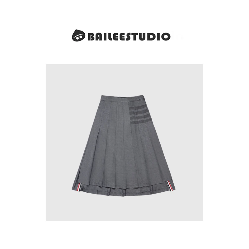 【柏栗良品】2025春季新品~时尚学院风女装时尚衬衫韩版百褶裙7036