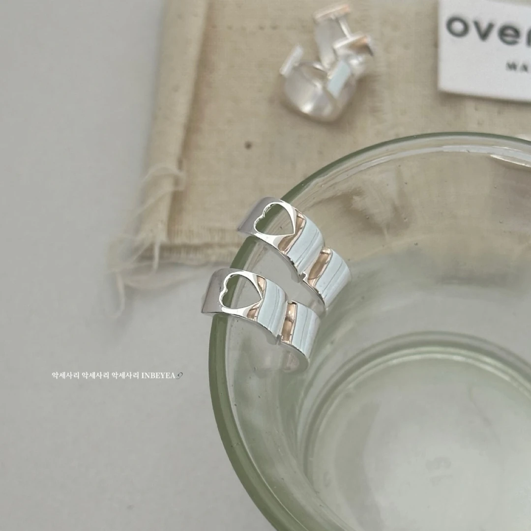 925银耳饰 镂空爱心耳扣 通体银8mm 35125