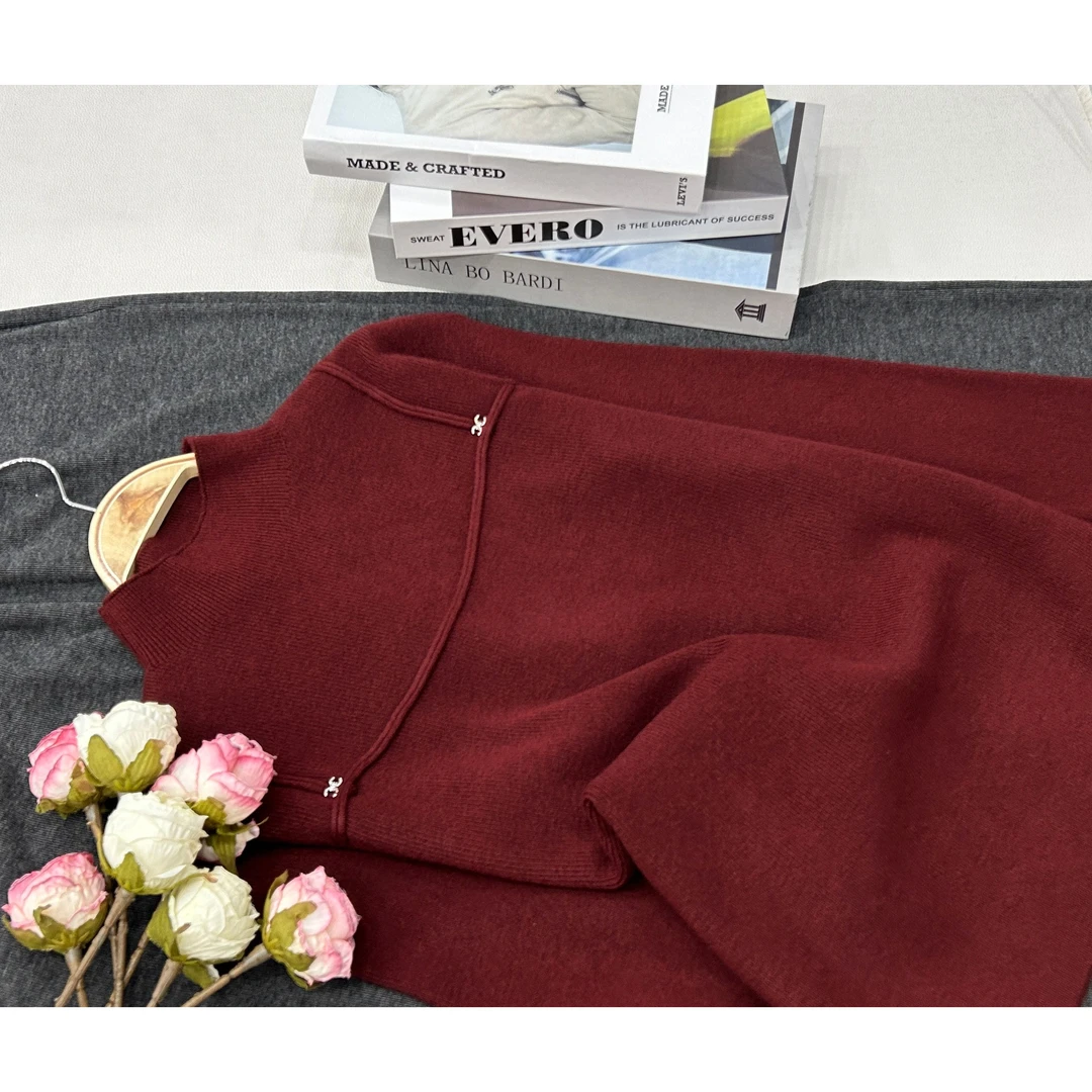 【红色套头】百搭气质款针织长袖上衣QC1712