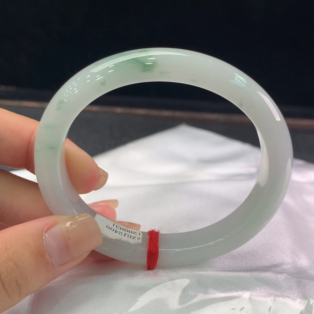 翡翠未镶嵌手镯缅甸A货翡翠种水飘花贵妃55 56