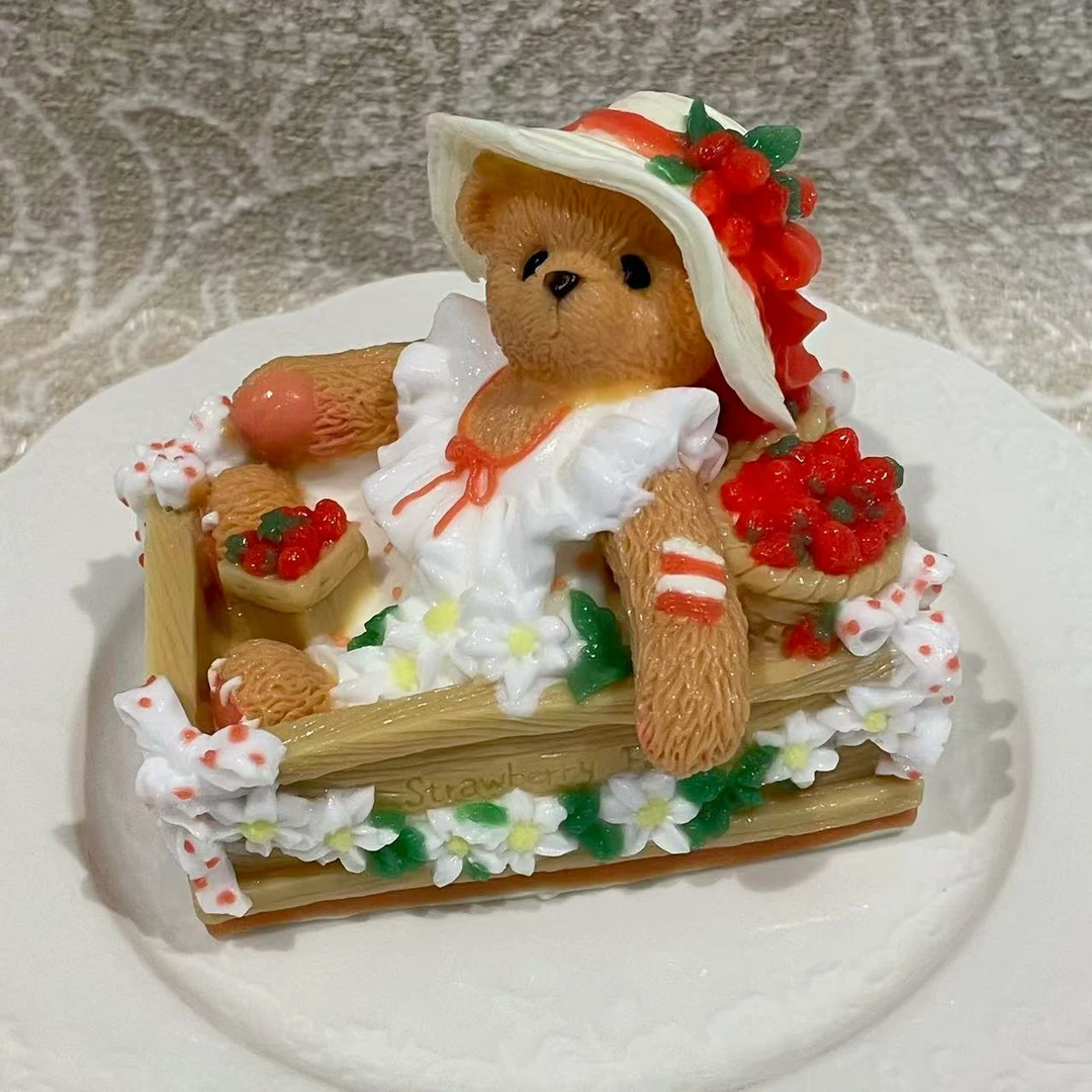 【现货】草莓派对小熊 珍爱熊食品级硅胶捏捏乐手工制作解压玩具