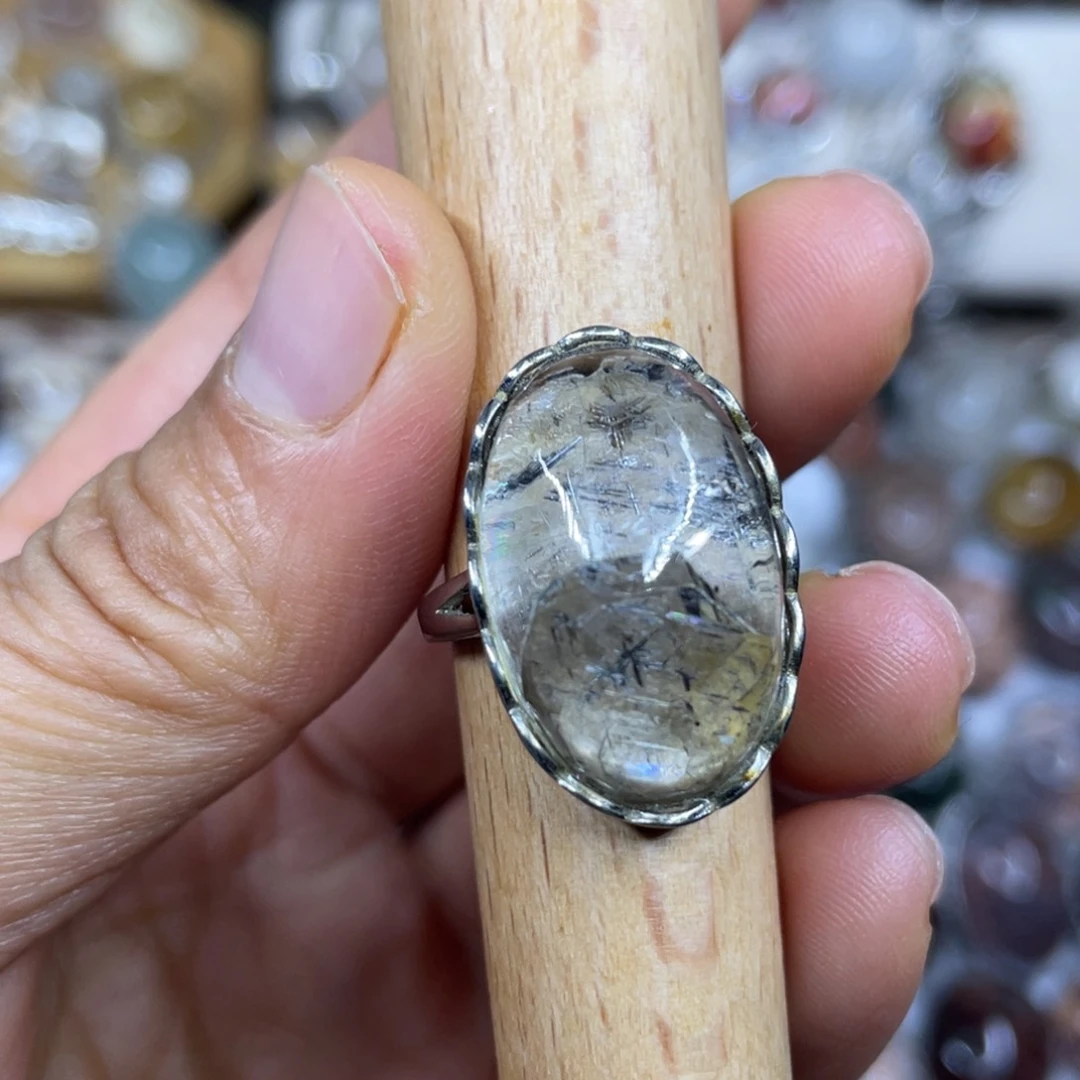 【闪购商品】银S925镶嵌珠宝半成品水晶戒指