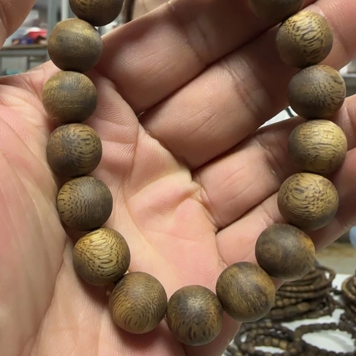 手串沉香金沙叶圆珠单圈卡1.2保9克➕多样性发货一条