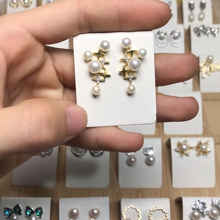 淡水珍珠耳饰银S925镶嵌