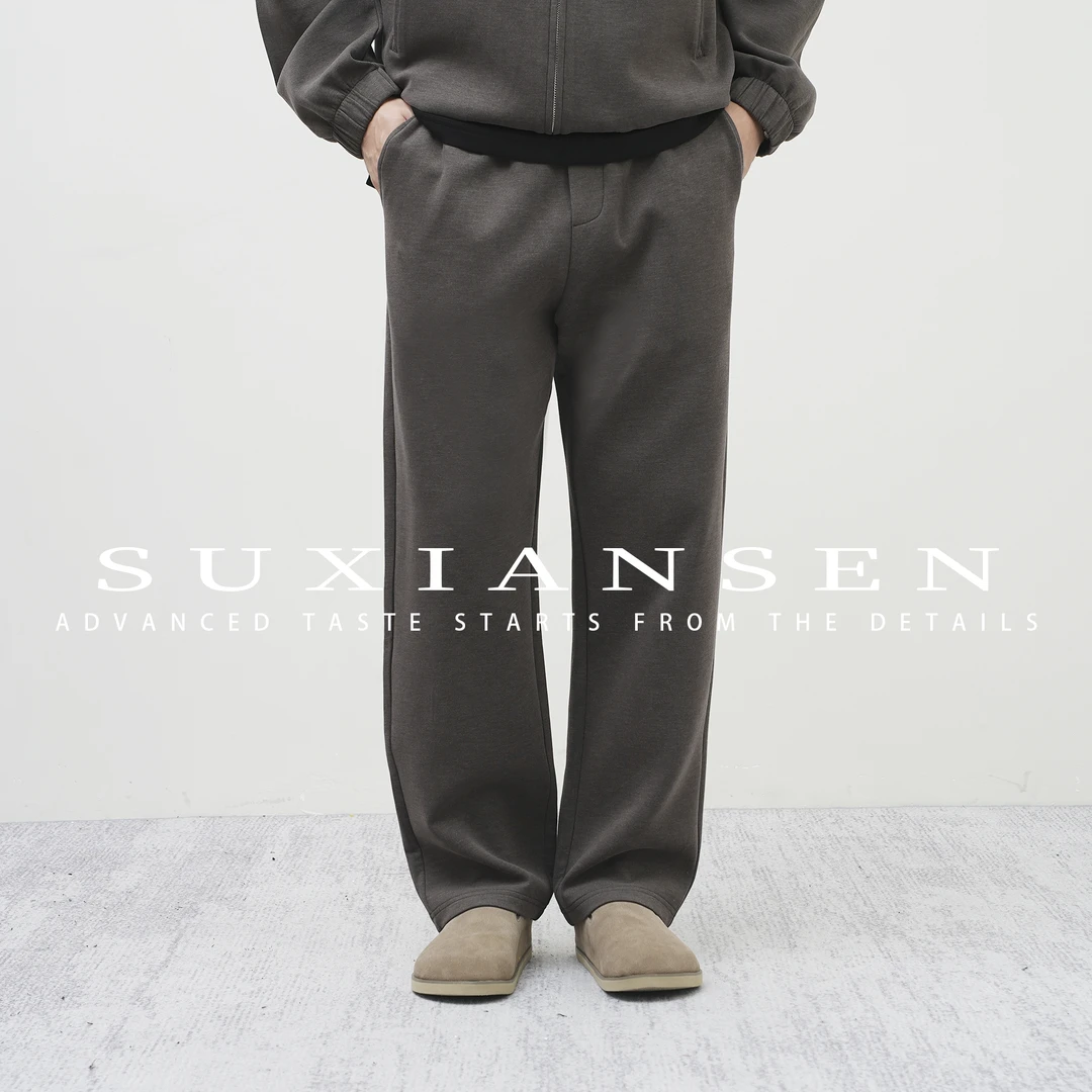 【大头叔叔】杰NI亚元素轻奢点缀 双面羊毛混直筒垂感休闲裤DDK7156