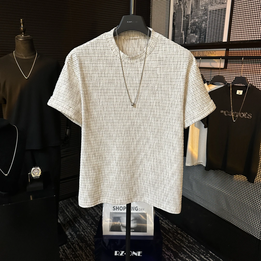 【季末五折】夏立体纹理感撞色扎染设计短袖百搭休闲冰感棉圆领T恤