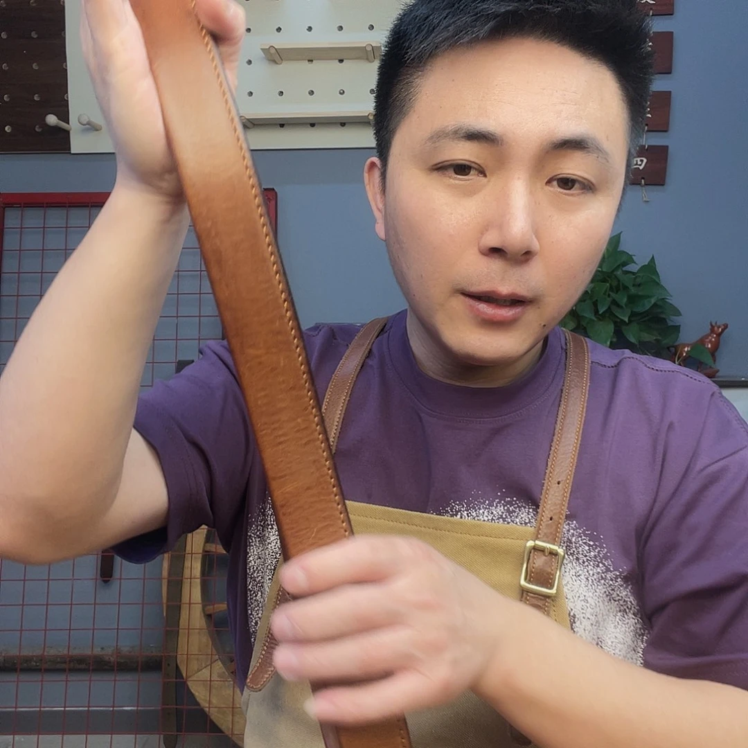 祥***哥头层牛皮腰带对折款