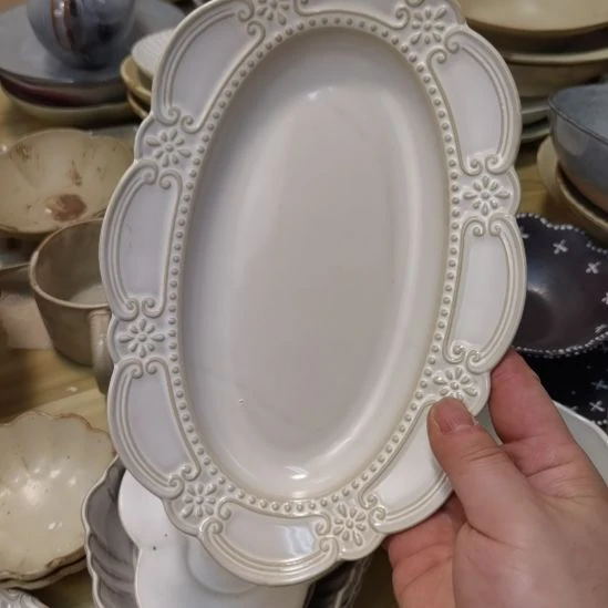 瓷片微瑕洛克小椭圆深盘三个一组有黑线接受再拍