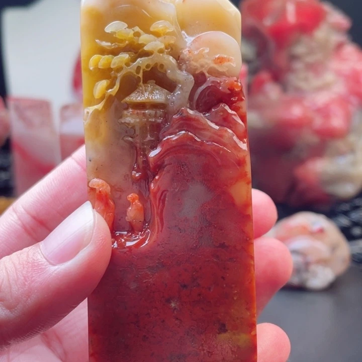 寿山石高山朱砂结晶