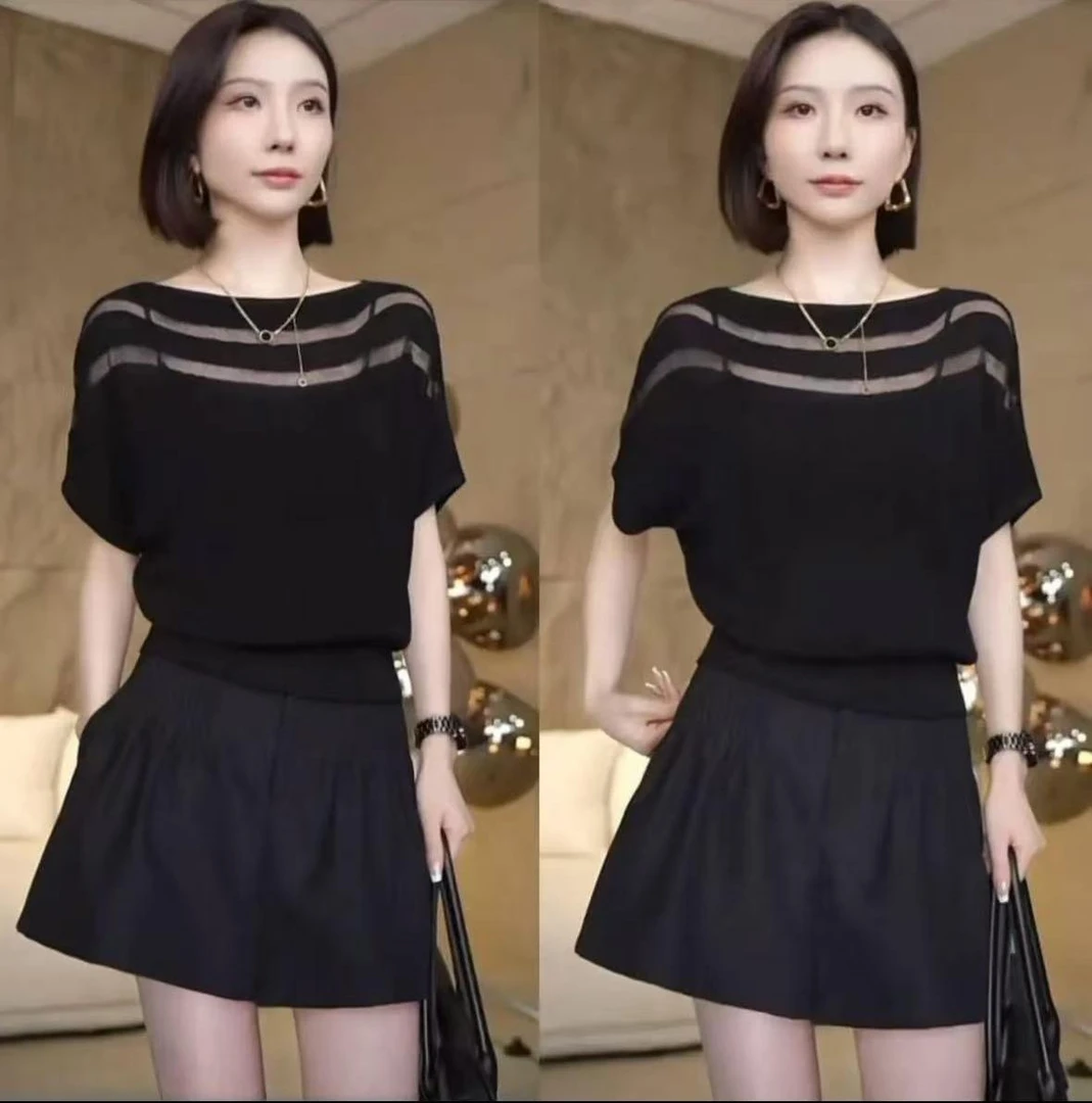 2025时尚百搭短袖薄款镂空衬衫洋气显瘦休闲宽松气质长袖高端904