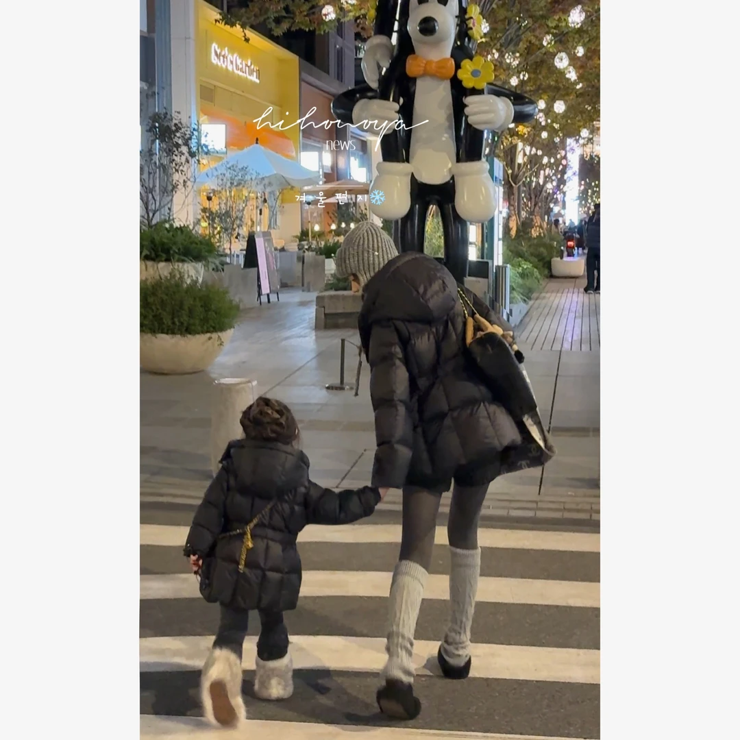 Q【黑金鎏光】二Hihoniya~2025冬亲子高奢黑金白鹅绒收腰羽绒服