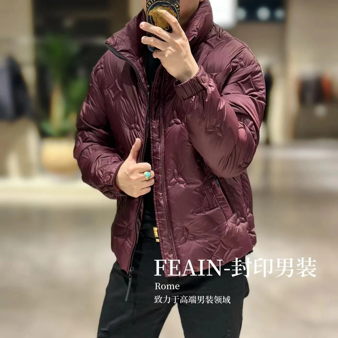 高端定制手工立体压花潮牌男士羽绒服879
