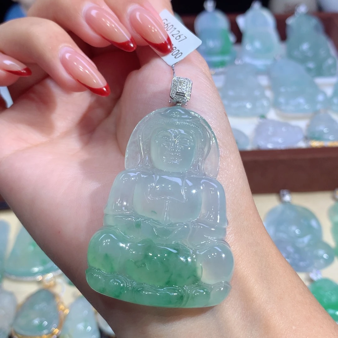 吊坠(不含链)18K金镶嵌翡翠
