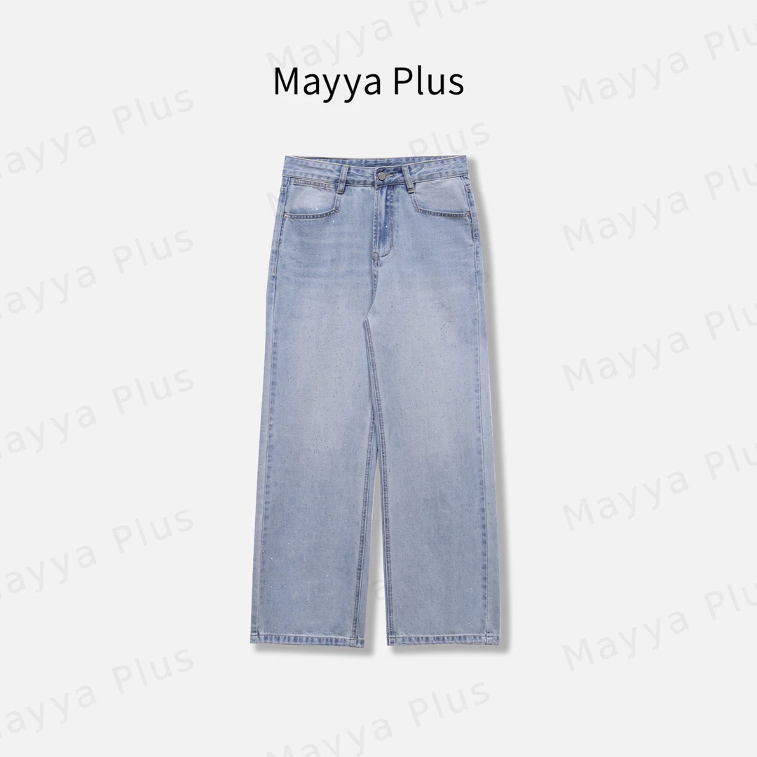 【流星裤】Mayya Plus麦芽定制高腰直筒牛仔裤女百搭休闲裤32519160