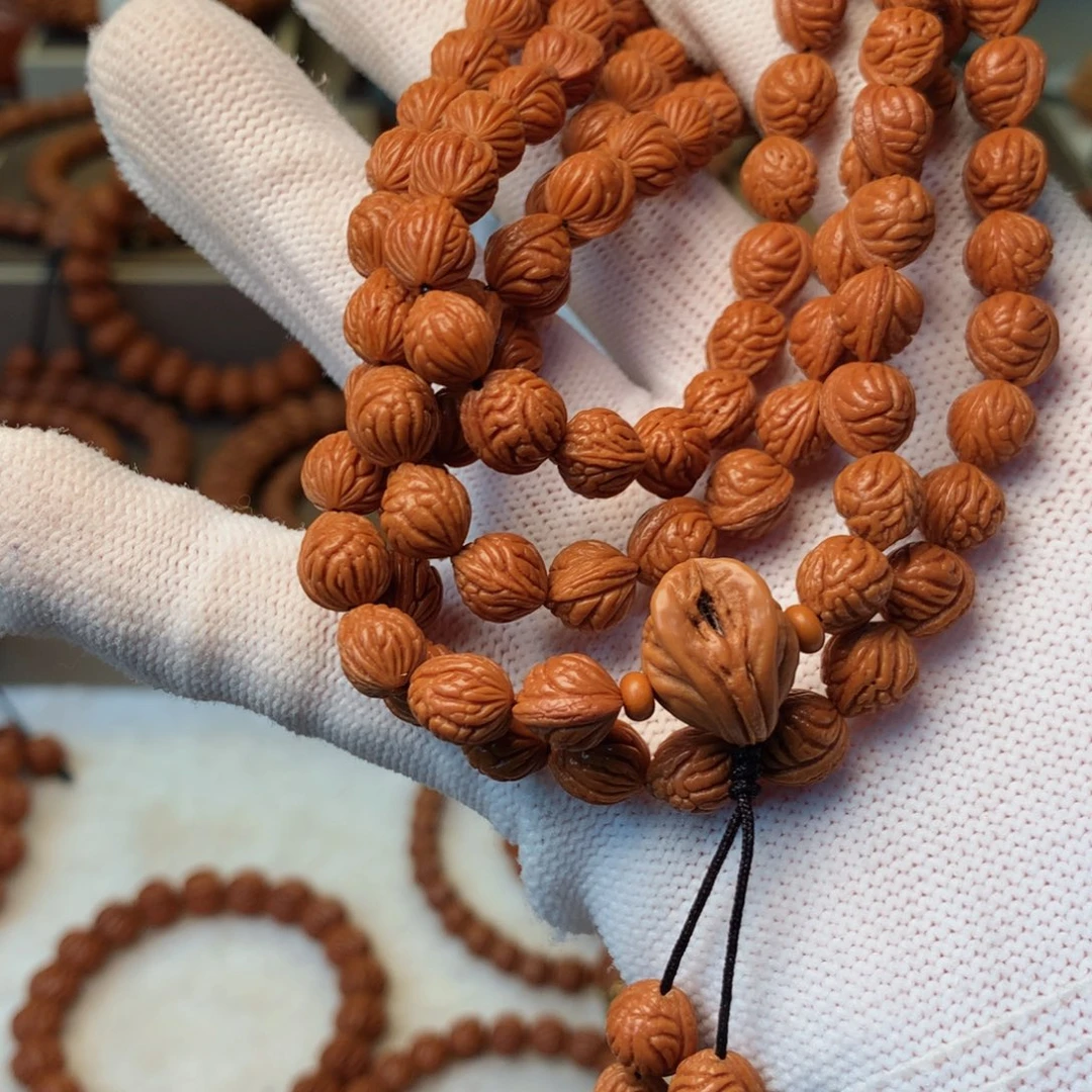 一***8桃核手串秦岭龙纹