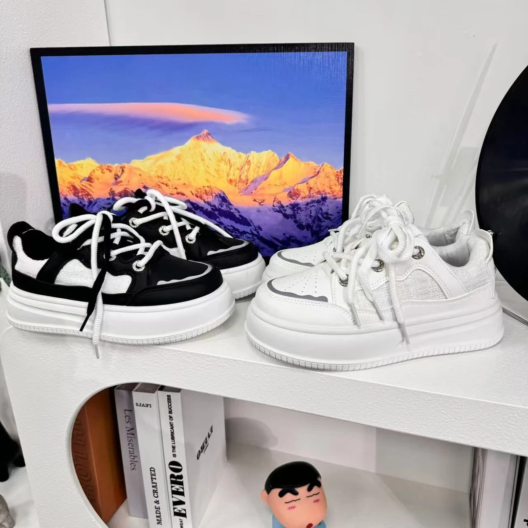 HQ011【微瑕】小香风板鞋女时尚百搭厚底小众低帮运动增高鞋