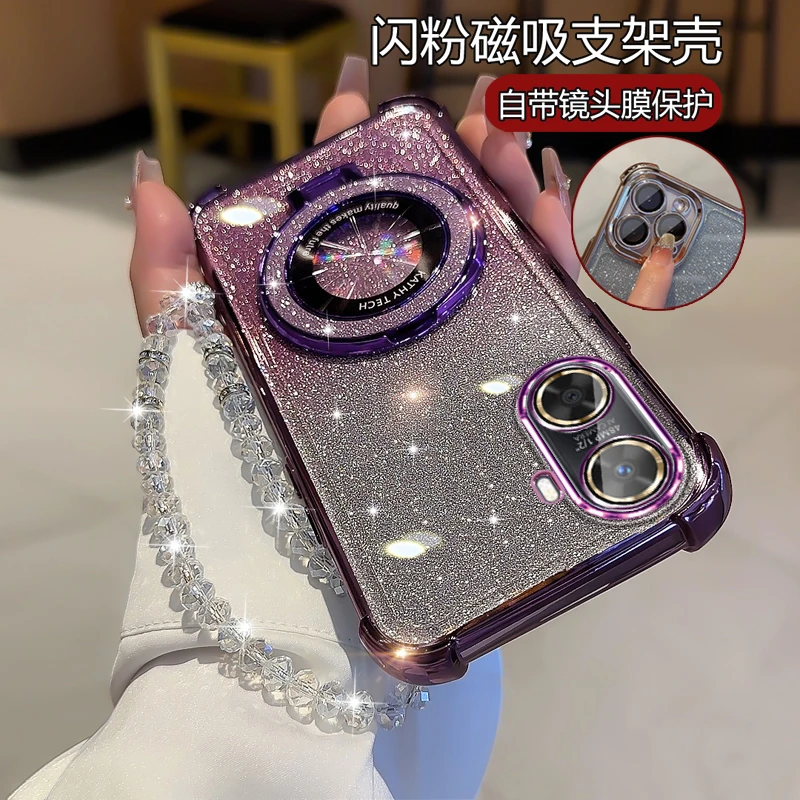 适用华为畅享60新款手机壳MGA-AL40女潮高级感气囊四角防摔闪粉壳