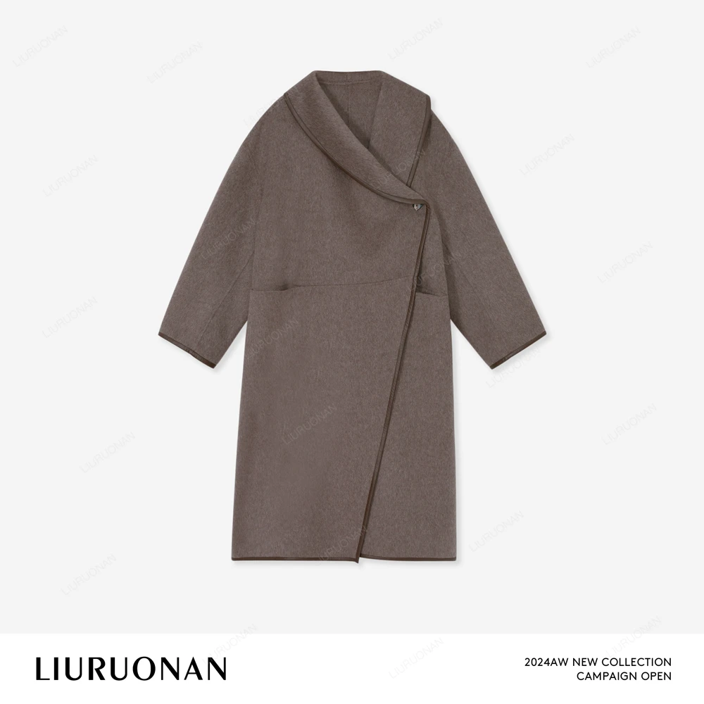 LIURUONAN 24AW【英式青果领大衣】气质中长款毛呢外套冬季双面呢女