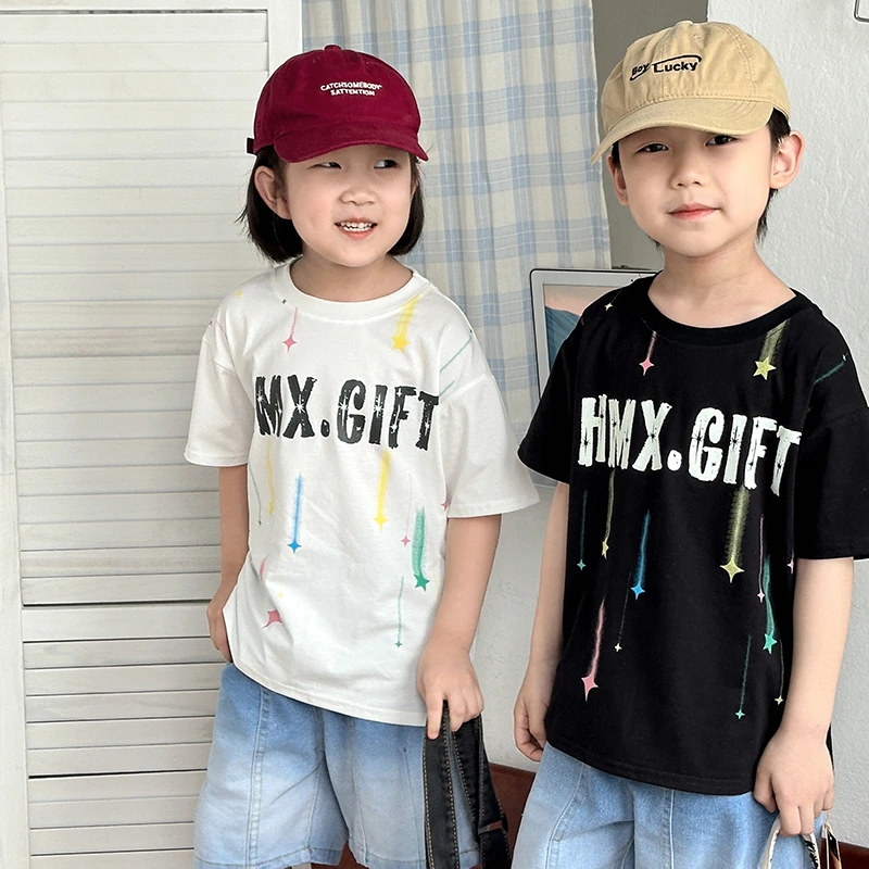 【主播推荐】儿童夏季短袖夜光流星雨短袖T恤上衣DX24187