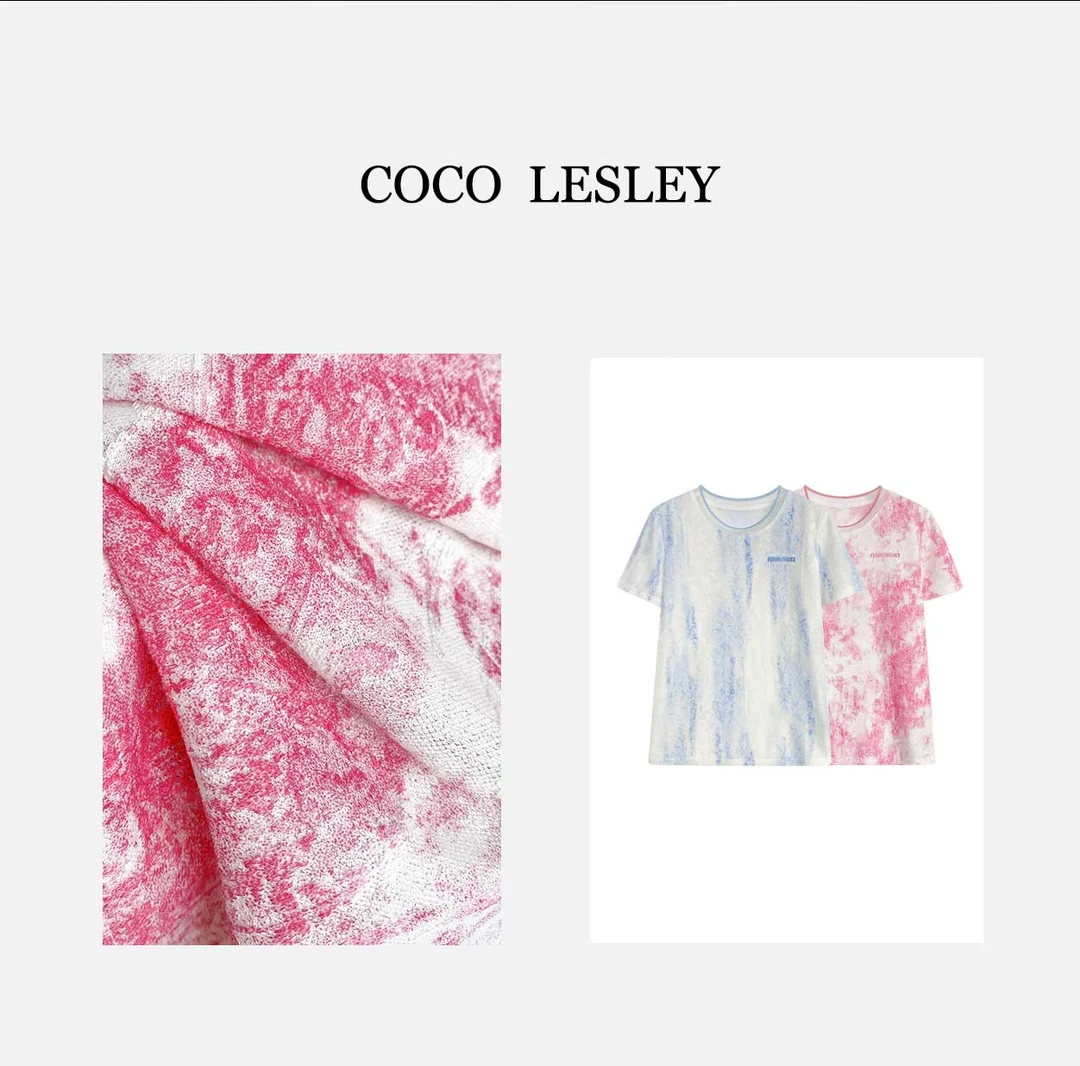 【Lena】66921#轻奢渐变立体提花T恤2025春夏休闲潮流个性上衣